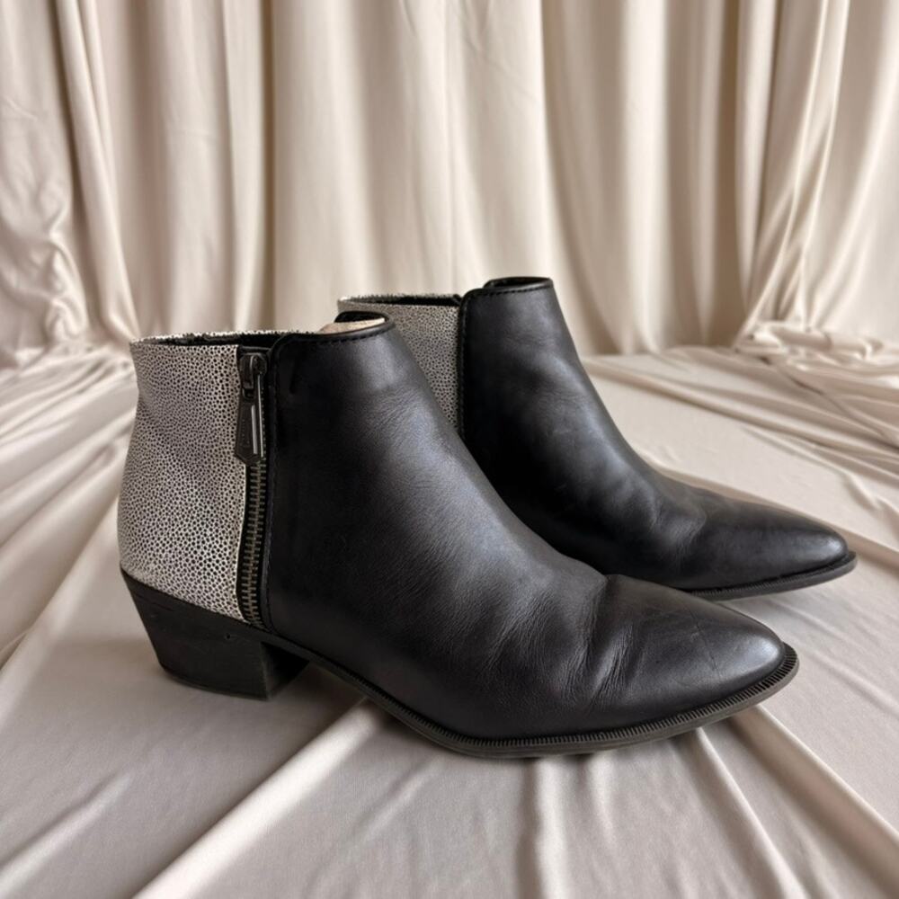 Circus by Sam Edelman Holt Ankle Boots - Black & White Animal Print Panel Size 8